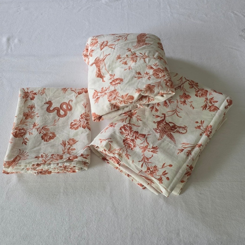 Urban Outfitters Terracotta Mythical Creatures Floral Sheet Set Cottagecore Twin